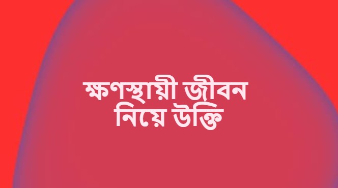 ক্ষণস্থায়ী জীবন নিয়ে উক্তি